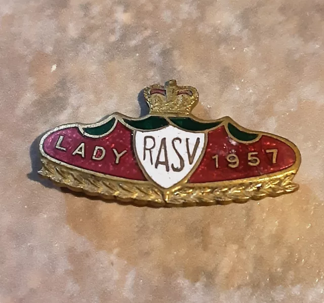 1957 RASV Lady badge, Royal Agricultural Society of Victoria. K .C Luke Melb