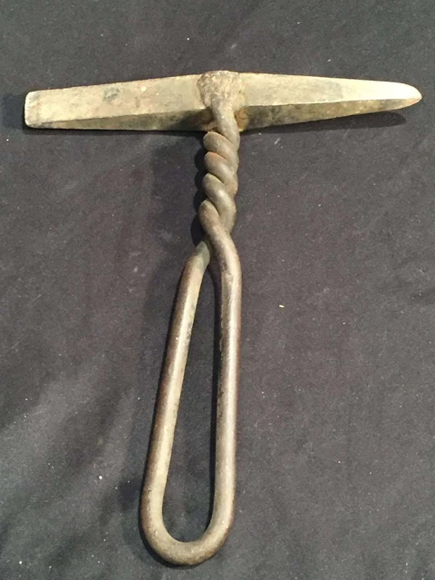 Vtg Blacksmith Twisted Metal Rod Mining Rock Ice Pick Primitive Tool Hand Forged