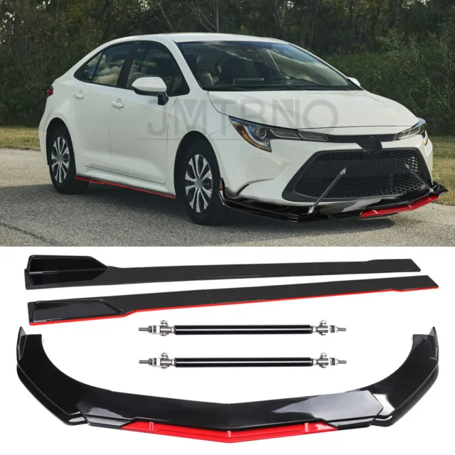 For Toyota Corolla Front Bumper Lip Spoiler Splitter + Side Skirts + Strut Rods