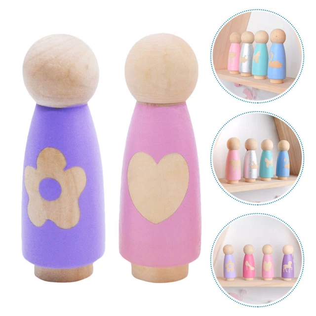 2 pz bambole legno ornamenti oggetti di scena fotografici in legno scrivania bambola bambino