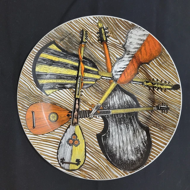 Vintage 1950's Piero Fornasetti Strumenti Musicali Hand Painted Plate Vintage 1950's Piero Fornasetti Strumenti Musicali Hand Painted Plate