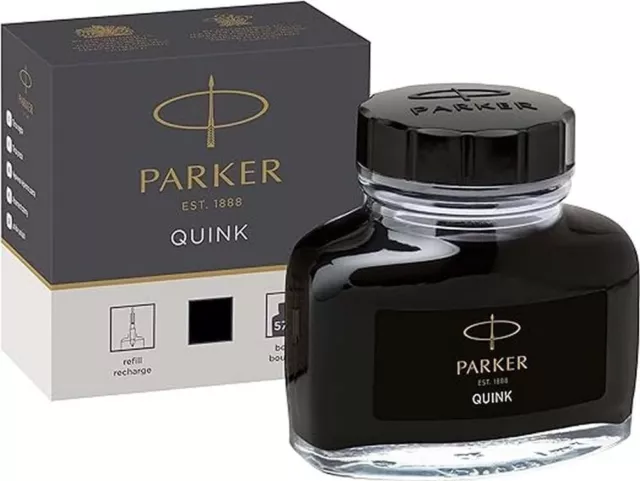 Parker Quink Bottled Ink for Fountain Pens 57ml Black Ref 1950375..