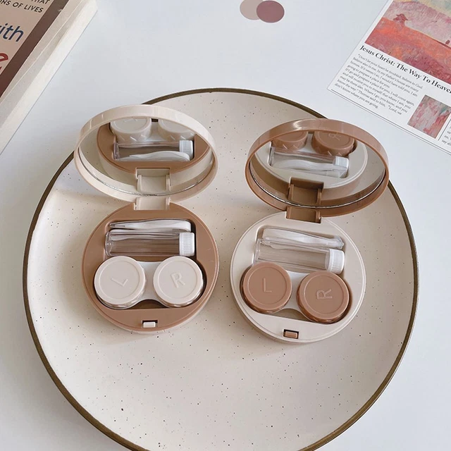 Mini espejo de maquillaje para pupila de belleza color liso caja de almacenamiento