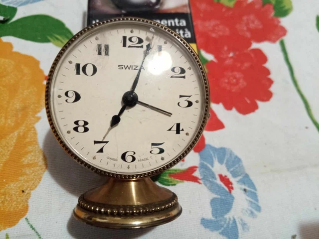 Orologio Vintage Swiza swiss made Sveglia Ottone Orologio da Tavolo funzionante