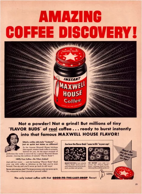 Print Ad Maxwell House Coffee 1954 Full Page Large Magazine 10.5"x13.5"