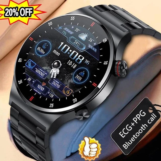 Bluetooth Smartwatch Luxus Herren Armband Herzfrequenz Pulsuhr -Fitness Tracker