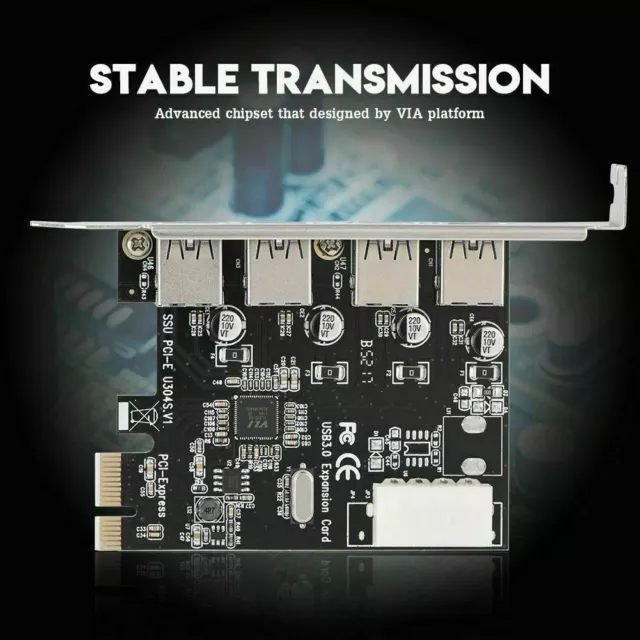 PCI-E to USB 3.0 4-Port PCI Express Expansion Card Adapter Hub VIA 5Gbps