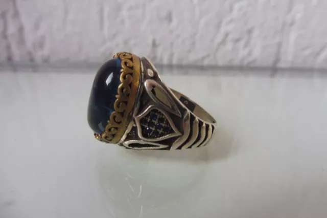 Bague Argent, Belle, Taille XXL Anneau, 925 Argent Avec Joli , Bleu Pierre