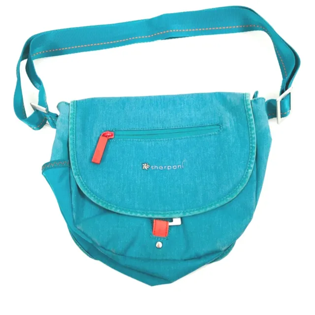 Sherpani Teal Milli Le Small Messenger Bag Teal and Orange , 11x 10 EUC