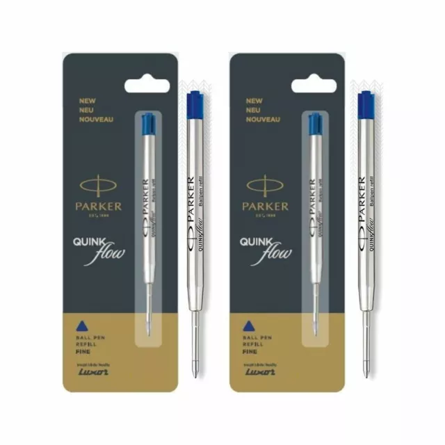 2 X Parker Quink Flow Jotter Stylo à bille BP Recharges Pointe fine 0,8 mm,...