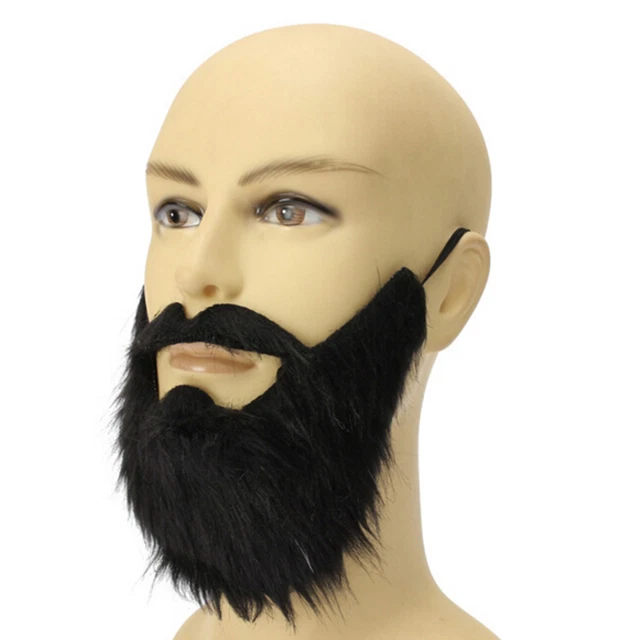 Costume Festa Uomo Halloween Barba Capelli Viso Gioco Travestimento Capelli Neri^