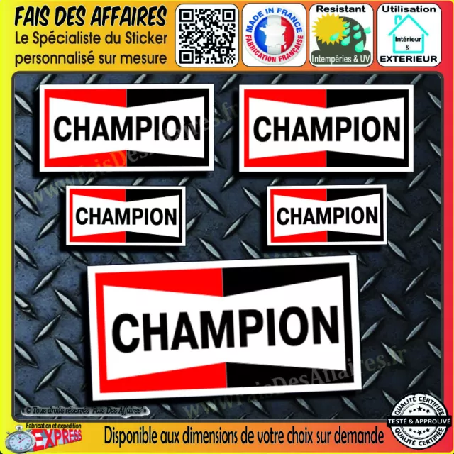 5 Stickers Autocollant Champion sponsor bougie decal rallye tuning auto moto