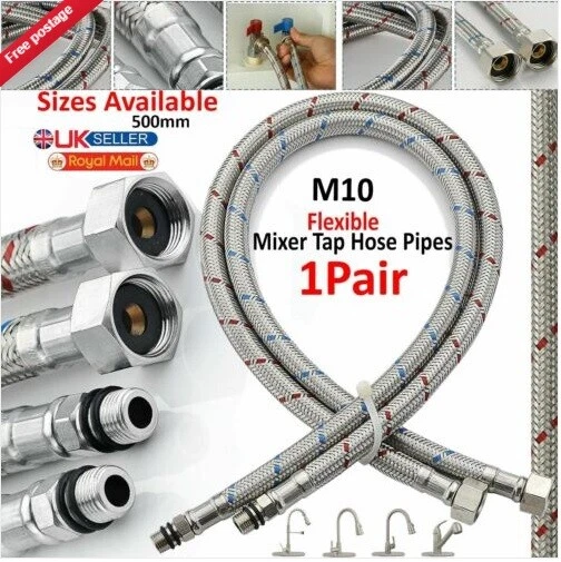 BASIN HOSE PIPE Sink Flexible Monobloc Mixer Tap Connectors 500Mm Pipes