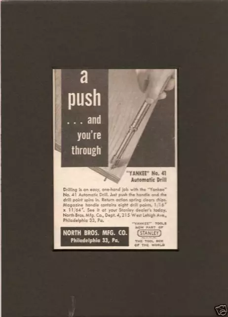 #41 Push Drill 1953 Ad Stanley Tool North Brothers Manufacturing Company