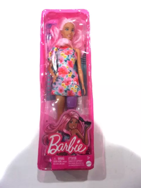 Barbie EUC Fashionistas Doll #189 Pink Hair Floral Dress Prosthetic Leg Amputee