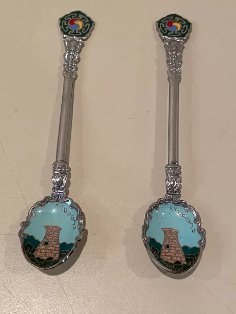 Pair of Vintage Kyung Ju, Korea Souvenir Cloisonne Tea Spoon