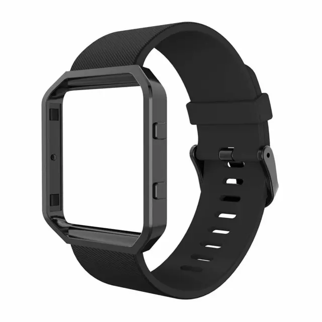 For Fitbit Blaze Bands Silicone Replacement Watch Band Strap Black Frame Smart..
