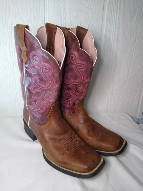 Ariat Delilah Cowgirl Boot Women’s 11 B Square Toe Brown Java Burgundy 10004719