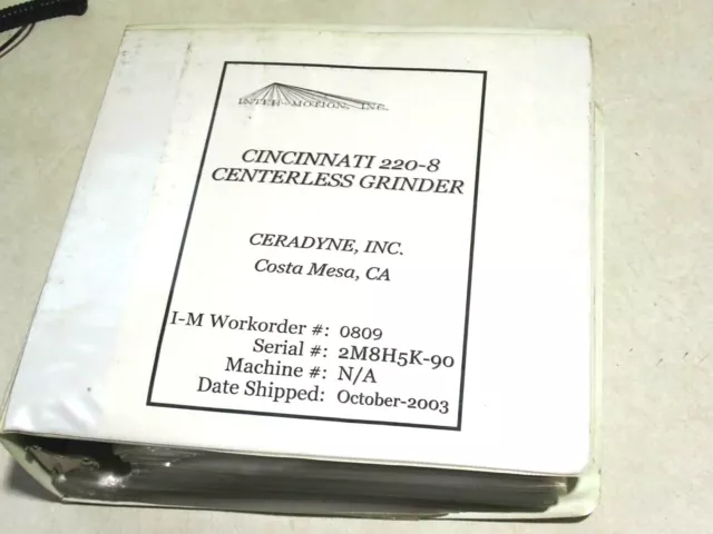 Ceradyne Cincinnati 220-8 Centerless Grinder Operators Manual 10