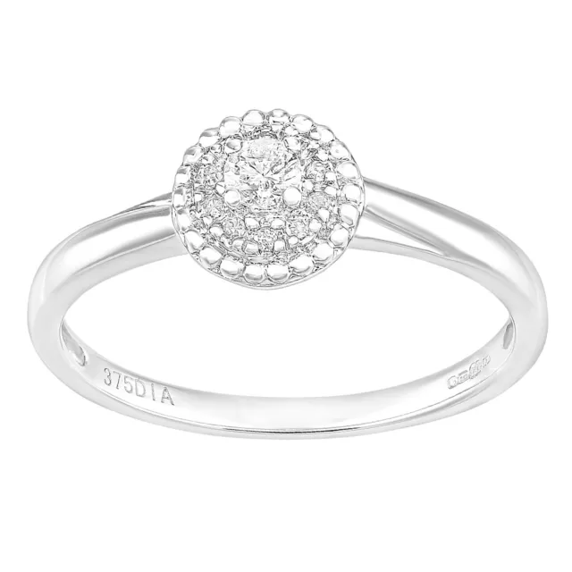 9ct White Gold Halo Diamond Solitaire Engagement Ring by Naava