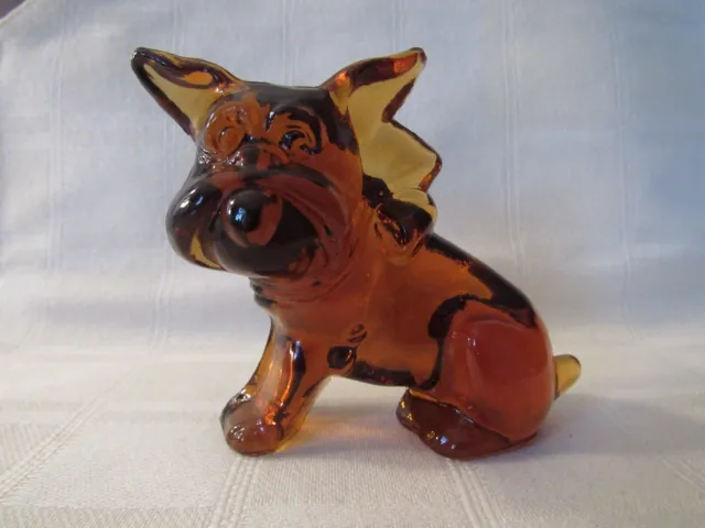 Vintage Imperial Carnival Glass Yellow/Gold Bulldog Parlour pup 3" Figurine