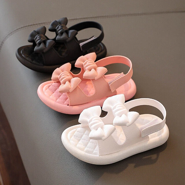 Kids  Girls Bow Flat Summer Sandals Toddler Baby Holiday Princess Shoes Size- 6