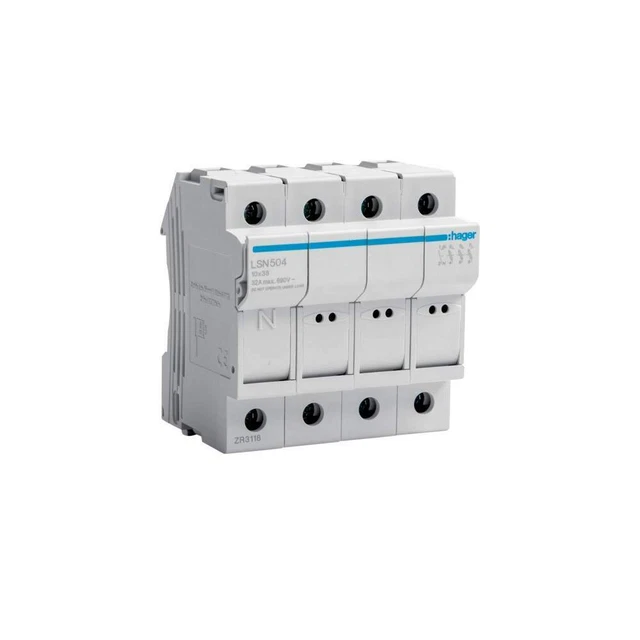 HAGER LSN504 Porte-Fusible Débrochable Bipolaire 3P+N 4M