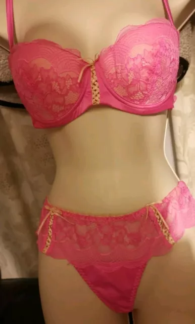 KELLY BROOK FOR New Look Pink Lace Bra And Knickers 36B Ladies Lingerie Set  £10.00 - PicClick UK