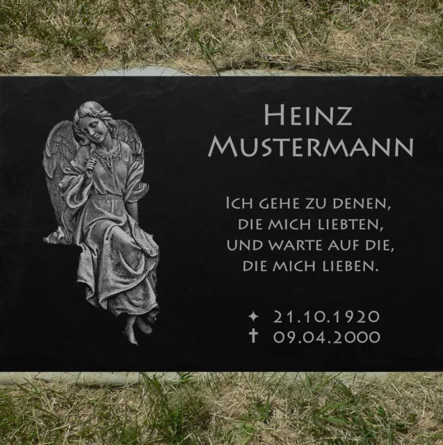 Grabstein Grabplatte Grabmal Grabschmuck Engel-10 ► Wunschgravur ◄ 50 x 30 cm