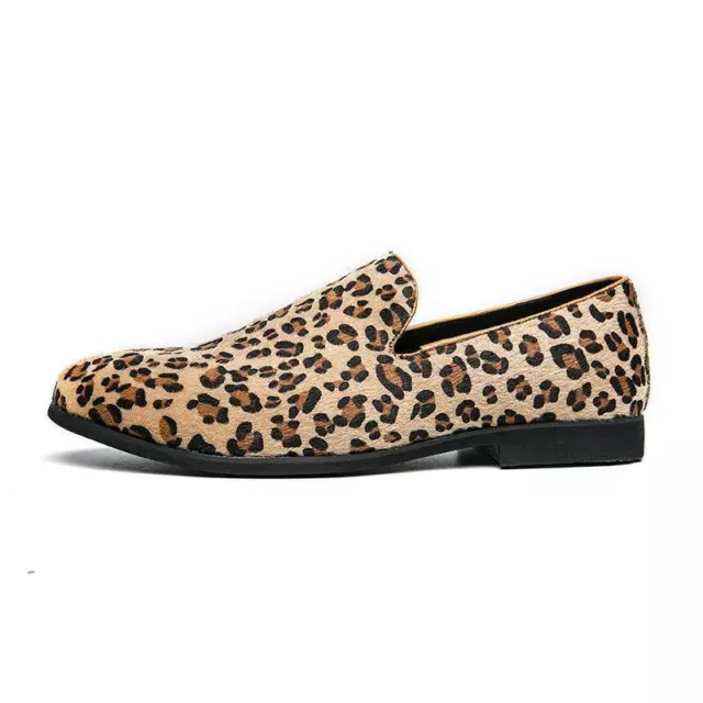 MENS LEOPARD SUEDE Slip on Loafers Casual Driving Moccasin Gommino ...