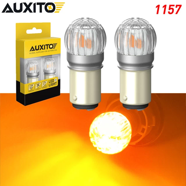 2x 1157 2057 LED Turn Signal Parking Light Bulbs Yellow Error Free Canbus AUXITO