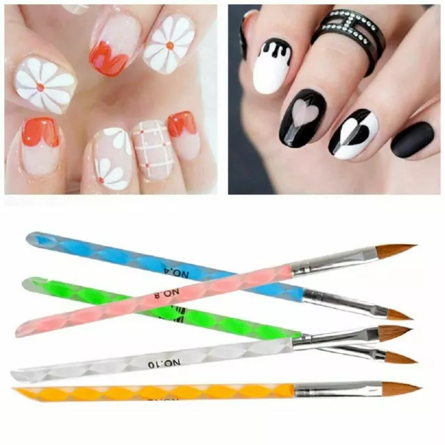 Pro 5Pcs New Acrylic 3D Painting Drawing UV Gel DIY Brush Pen Tool Nail Art Set 3