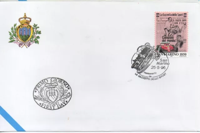 1996 FDC A. A. S. F. N. San Marino Centenaire Gazette Dello Sport MF64480