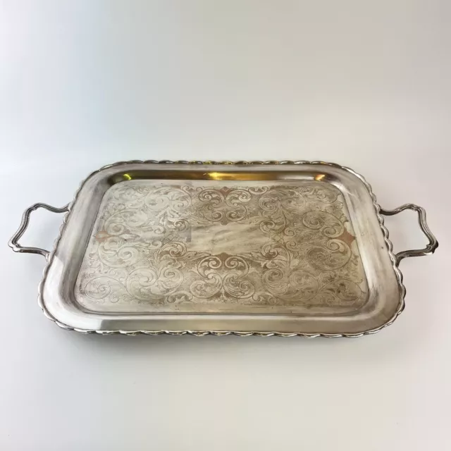 Vintage Silver Plated On Copper Twin Handled Serving Tray 64cm Marlboro