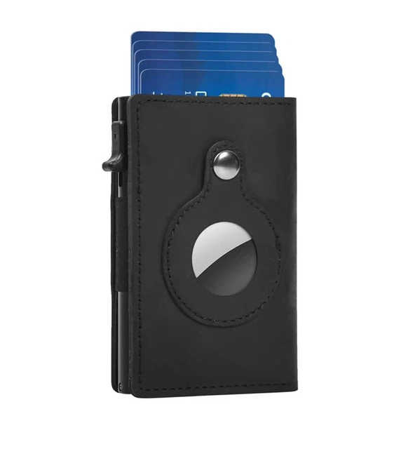 AirTag Genuine Leather Wallet Credit Card Money Holder Anti-loss Airtag Cover