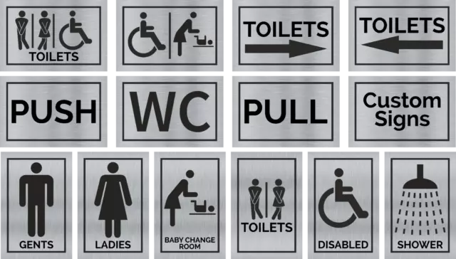 Toilet Door Sign Ladies, Gents, Disabled, Shower, Baby Change Solid Aluminium