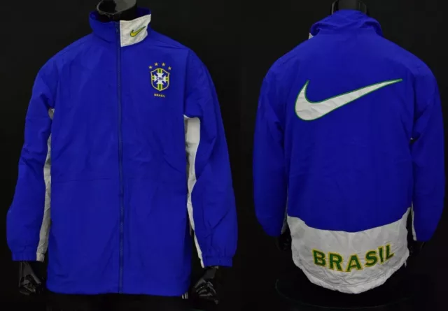 1998 NIKE BRASIL Brasile Top Giacca ZIP Tuta da calcio TAGLIA M (adulti)