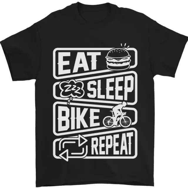 Cycling Eat Sleep Bike Repeat Funny Bicycle Mens T-Shirt 100% Cotton