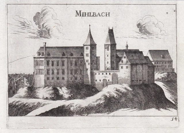 Hohenwarth-Mühlbach Am Manhartsberg Incisione Stampa Antica Vischer 1672