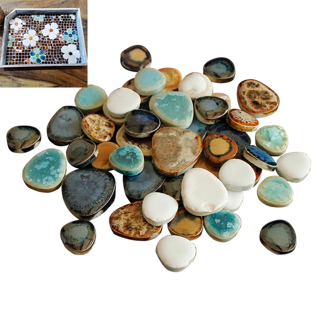 100g Mixed Shape Porcelain Piece DIY Round Mosaic Tiles Retro Ceramic tiles