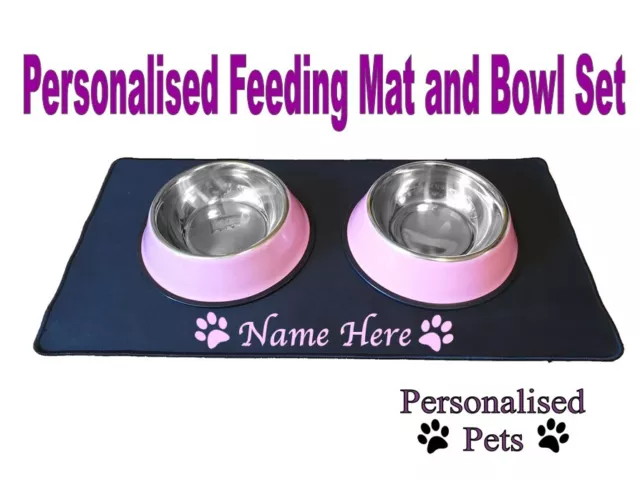 Personalised Place Mat and Bowl/Food Mat/ Bowl Mat / Feeding Mat for Dog Cat Pet