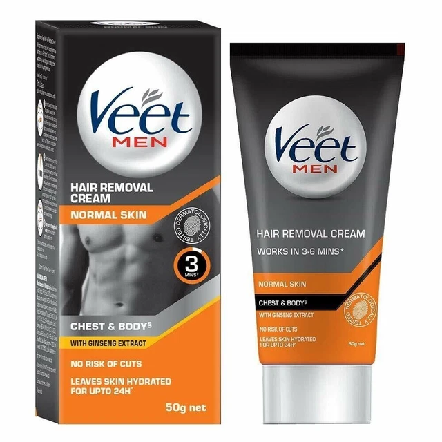 Crème dépilatoire Veet pour hommes, peau normale, 50 grammes (orange)