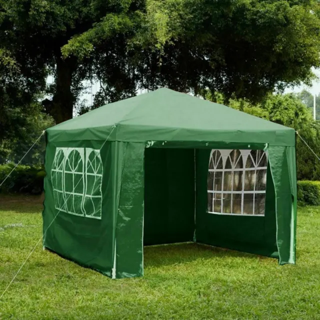 Gazebo With Sides Garden Marquee PE Awning Beach Party Camping Tent Canopy 3x3m