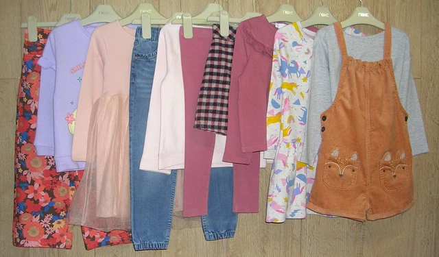 NEXT ZARA M&S ecc. Pacchetto di jeans per ragazze top abito dungarees età 3-4 104 cm