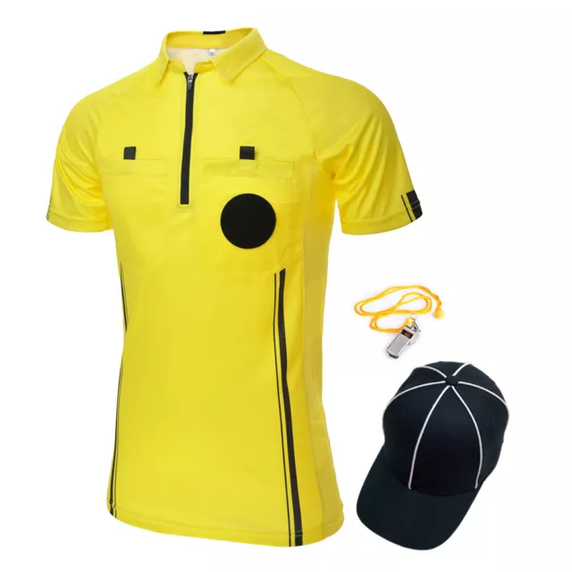 Men's Pro Soccer Referee 3 Piece Package, USSF Short Sleeve Referee Shirt, Hat