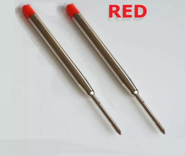 2x PARKER SIZE TYPE COMPATIBLE MEDIUM POINT BIRO RED INK BALLPOINT PEN REFILLS