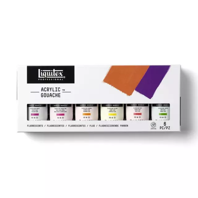 Liquitex Acrylic Gouache Paint Fluorescent Colours Set 6 x 59ml