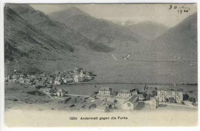 AK Andermatt gegen die Furka, 1920