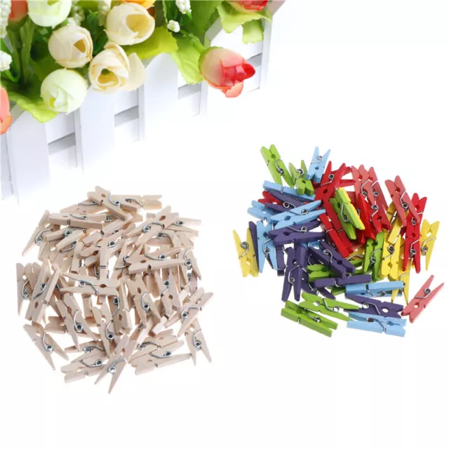 50PCS 25mm Mini Wooden Clips Photo Clips Clothespin Clips DIY Craft Home DeD-DB