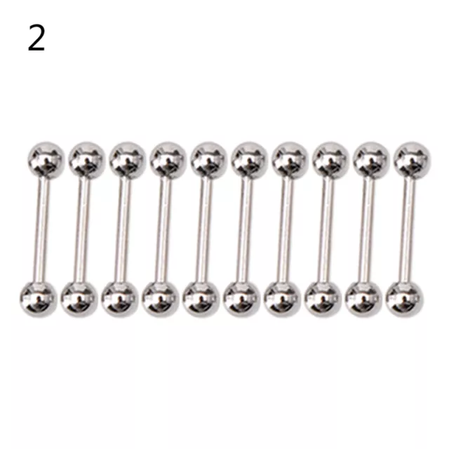 10X Stainless steel Ball Tongue Navel Nipple Barbell Bars Body Piercing Rings_tu